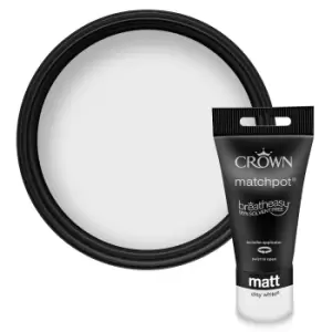 Image of Crown Walls & Ceilings Matt Emulsion Clay White Tester - 40ml
