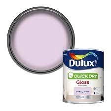 Image of Dulux Quick Dry Pretty Pink Gloss High Sheen Paint 750ml