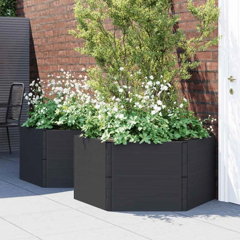 Image of vidaXL Garden Planters 2 pcs Anthracite PP, Grey 3189184