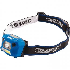 Image of Draper 3W Rechargeable COB LED Head Torch Blue