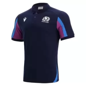 Image of Macron Scotland Rugby Polo Shirt Mens - Blue