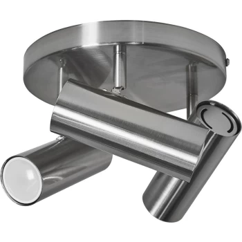 Image of 3 Way Ceiling Light Fitting with Adjustable Spotlight Heads - Brushed Chrome
