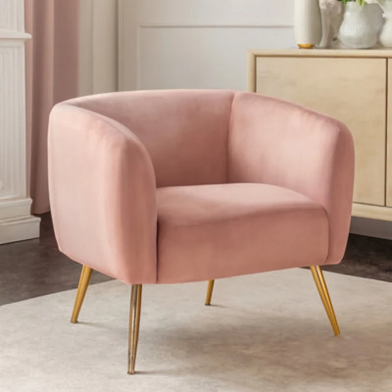Image of Orsina Pink Velvet Arm Chair, Tufted Velvet Upholstered Accent Chair, Comfortable Armchair For Home, Office