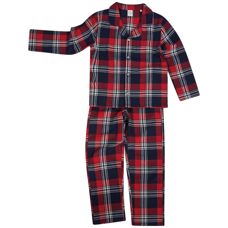 Image of SF Minni Tartan Pyjama Set in Red Size: 3-4 Years Red Unisex 3-4 Years