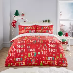Image of Fusion Santa's Little Helper Duvet Cover & Pillowcase Set Red