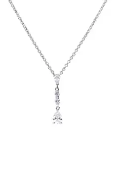 Image of Sterling Silver Clear CZ Teardrop Pendant Necklace 40cm - 45cm