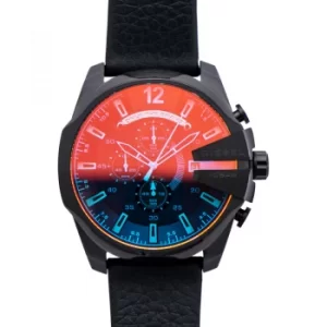 Image of Diesel Mens Mega Chief Chronograph Black Leather Watch