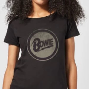 Image of David Bowie Circle Logo Womens T-Shirt - Black