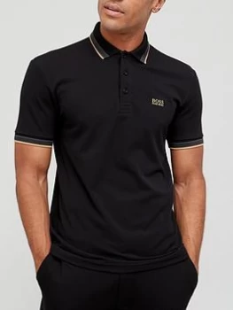 Image of Hugo Boss Athleisure Paddy Tipped Collar Polo Shirt Charcoal Size M Men