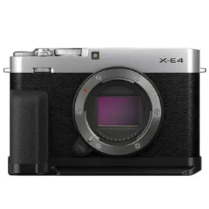 Image of Fujifilm X-E4 Mirrorless Camera Body in Silver with Metal Hand Grip and Thumb Rest