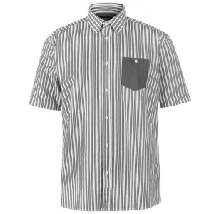 Image of Pierre Cardin Pocket Detail Striped Short Sleeve Shirt Mens - Grey/White