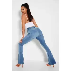 Image of I Saw It First Stretch Push Up Flare Jeans - Blue