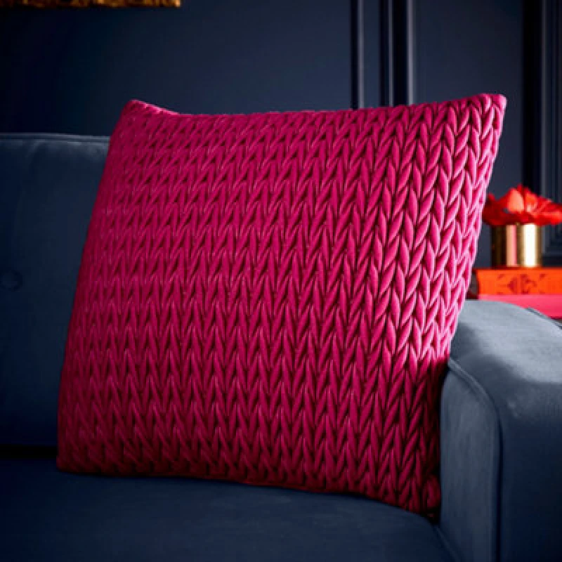 Image of Laurence Llewelyn-Bowen 'Amory' Luxe Velvet Filled Cushion Fuchsia