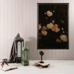 Image of White Flowers Multicolor Decorative Framed Wooden Painting