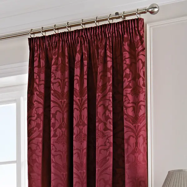Image of Eastbourne Burgundy Pencil Pleat Curtains Dark Red