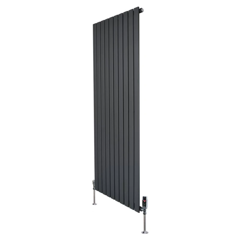 Image of Monstershop Flat Single Column Radiator - 1600mm x 700mm & Valves - Anthracite in Grey Grey Unisex