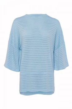 Image of French Connection Beka Sheer Rib Jersey Top Blue