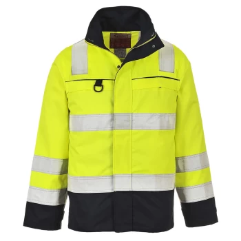 Image of Biz Flame Flame Resistant Hi Vis Multi Norm Jacket Yellow / Navy M