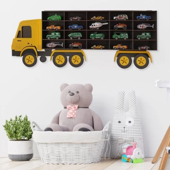 Image of Kamyon - Black, Yellow Black Yellow Decorative MDF Wall Shelf