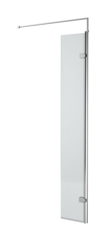 Image of Balterley Fluted 8mm Safety Glass Hinged Return Screen Support Bar Chrome 300mm Silver