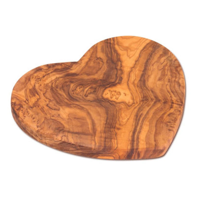 Image of Verano Spanish Ceramics Olive Wood Natural Grained Rustic Kitchen Dining Handmade Heart Shaped Boards (L) 18cm Natural unisex