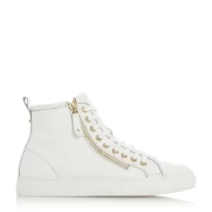 Image of Dune White Leather 'Elfred' Lace Up Trainers - 4
