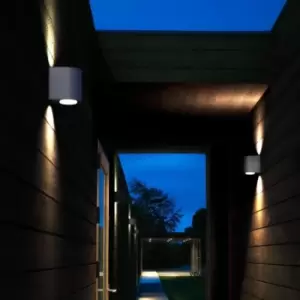 Image of Canto Outdoor Patio Terrace Metal Wall Light in Grey (Diam) 8.7cm