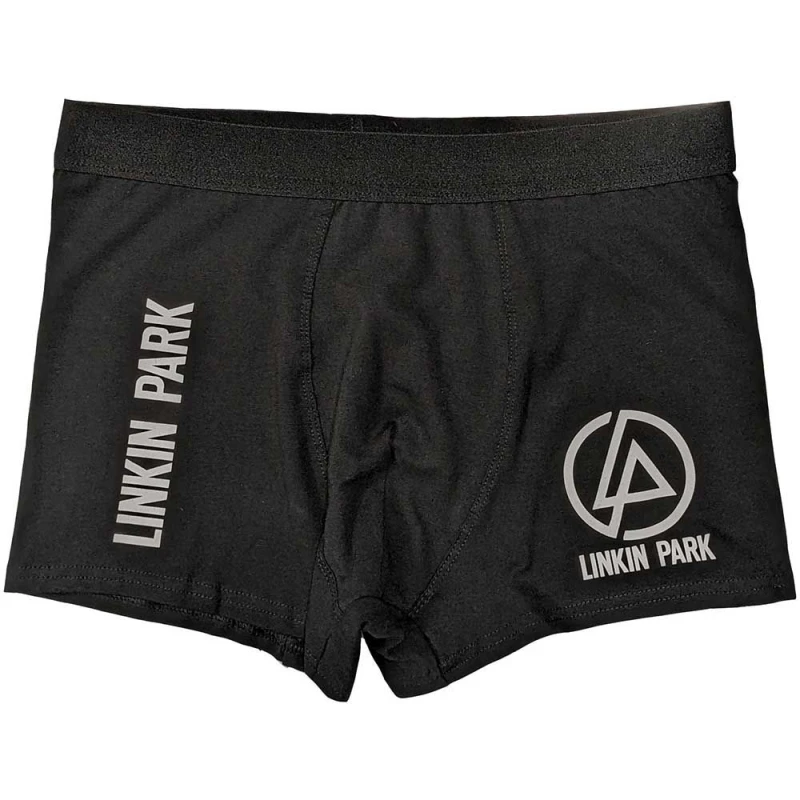 Image of Linkin Park Linkin Park Men Concentric Logo Boxer Shorts in Black Size: Medium Black M Male 5056737213768