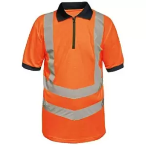 Image of Regatta Mens Hi Vis Pro Reflective Work Polo Shirt (M) (Orange/Navy) - Orange/Navy