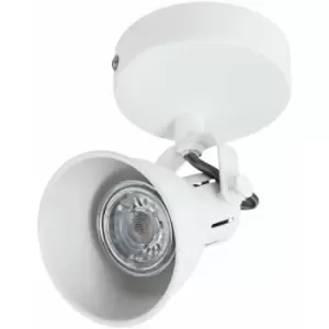 Image of Wall Spot Light White Steel Wall Plate and Lamp Shade Bulb GU10 1x3.3W Included