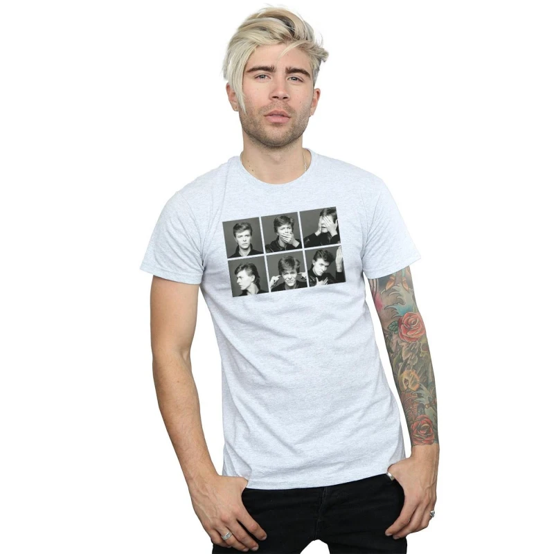 Image of David Bowie David Bowie Men Photo Collage T-Shirt in Grey Size: Small Grey S Male 5057981575121