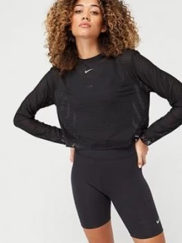 Image of Nike Pro Training Long Sleeve Mesh Top - Black Size M Women