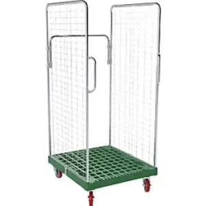 Image of ESB Roll Container, 2 Side Mesh Panels with Safety Handles, Traffic Green
