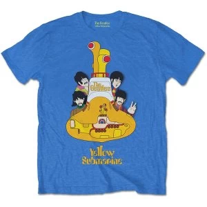 Image of The Beatles - Yellow Submarine Sub Sub Mens Small T-Shirt - Mid Iris Blue