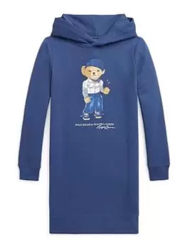 Image of Ralph Lauren Girls Bear Hoody Dress - Blue Size 8-10 Years=M, Women