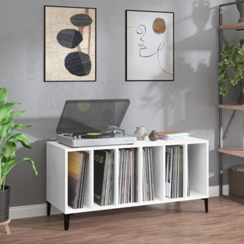 Image of VIDAXL Record Cabinet White 100x38x48cm Engineered Wood vidaXL 8720845878870