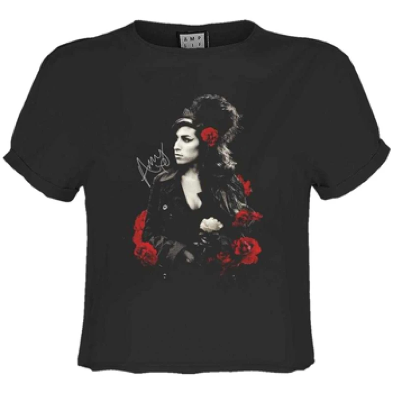 Image of Amplified Mens Poses With Roses Amy Winehouse T-Shirt in Charcoal Size: XS Charcoal Male XS