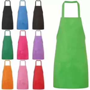 Image of Plain Unisex Cooking Catering Work Apron Tabard with Twin Double Pocket - Dark Green - Jazooli