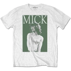 Image of The Rolling Stones - Mick Photo Version 2 Unisex Medium T-Shirt - White