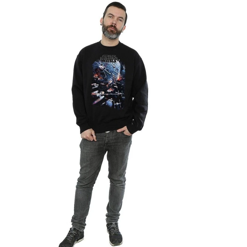 Image of Star Wars Star Wars Men Universe Battle Sweatshirt in Black Size: Small Black S Male 5063377487879