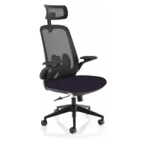 Image of Lasino Executive Bespoke Fabric Seat Tansy Purple Mesh Chair With Folding Arms