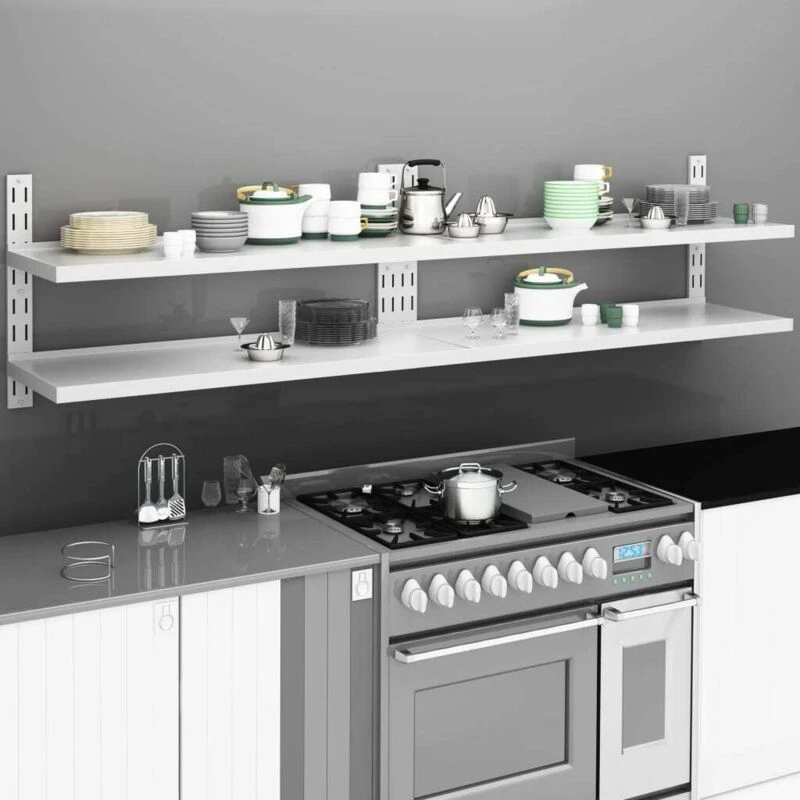 Image of VIDAXL Vidaxl - 2-Tier Floating Wall Shelves 2 pcs Stainless Steel 240x30cm 8720286063972
