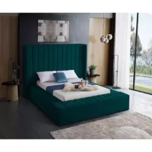 Image of Kensington Upholstered Beds - Plush Velvet, Small Double Size Frame, Green - Green