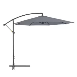 Image of Outsunny 3 Meters Garden Parasol Sun Shade Patio Banana Hanging Rattan Set Umbrella Cantilever Grey