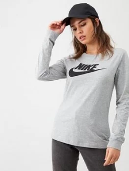 Image of Nike Nsw Essential Icon Futura Ls Top - Dark Grey Heather