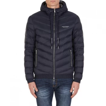 Image of Armani Exchange Hooded Padded Down Fill Jacket Navy Size XL Men