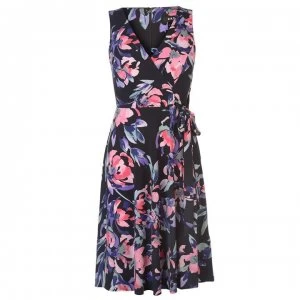 Image of DKNY V Neck Waist Tie Dress - Boo - Blk Combo
