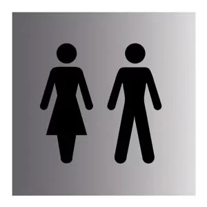 Image of The House Nameplate Company Toilets Silver Effect Self-Adhesive Labels, (H)100mm (W)100mm