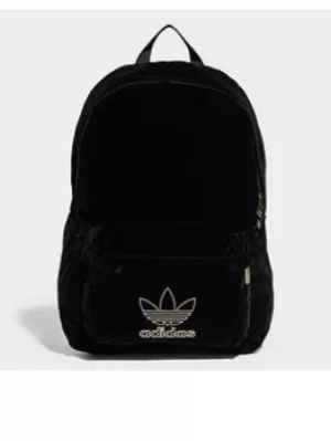 Image of adidas Originals Adicolor Velvet Backpack, Black/Gold