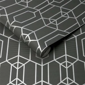 Image of Graham & Brown Superfresco Easy Albany Geo Wallpaper - Black